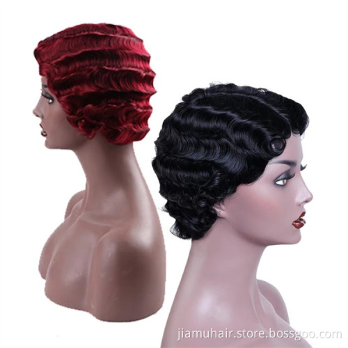 Synthetic Bob Wig Short Ombre Cosplay wig Blond Black Red Purple Finger Wave Wigs